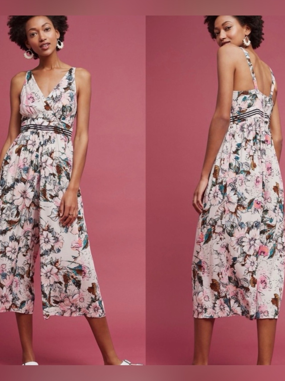 Plenty by Tracy Reese Anthropologie Floral Wide Leg Cropped Gwenyth Jumpsuit